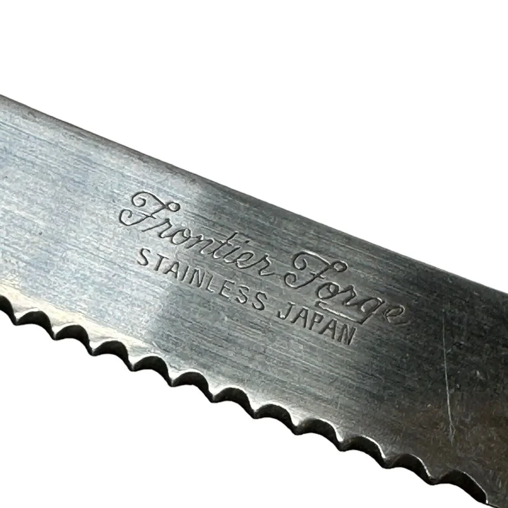 Vintage Frontier Forge Stainless Steel Scraper Kitchen Spatula Lot 2 Wood Handle